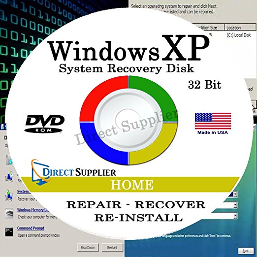WINDOWS XP - 32 Bit DVD SP3, Supports HOME edition. Recover, Repair, Restore or Re-install Windows to Factory Fresh!