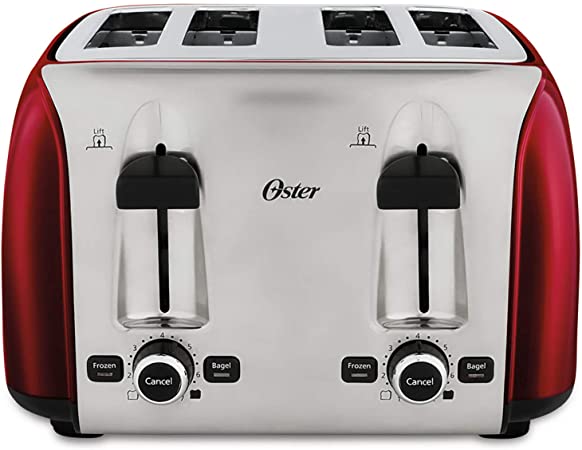 Oster 4 Slice Red Toaster with extra wide slots for bagels