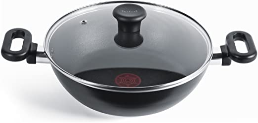 Tefal Non-Stick Kadai Curry Pan Madras Collection, Aluminium, Black, 30 cm