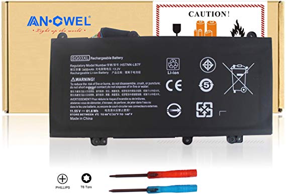 Angwel New BI03XL ON03XL Laptop Battery for HP Stream 14-ax000 Pavilion X360 13-u000 Pavilion X360 m3-u000 Pavilion X360 13-u000 series Fit for HSTNN-UB6W 915486-855 TPN-W118 843537-421[11.55V 41.7Wh]