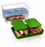 Fit and Fresh Lunch on the Go Set with Ice Pack 3 Reusable Containers with Lids BPA-Free