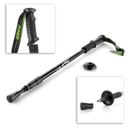 Flexzion Trekking Pole AntiShock Stick Alpenstock - Retractable 26"-55" Extandable Ultralight Aluminum For Outdoor Sports Hiking Walking Travel Camping Backpacking