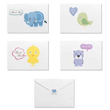 MAGJUCHE Cute Baby Animals Thank You Cards – 32 Blank Note Cards Set – 4 Designs - Thank You Notes with White Envelopes