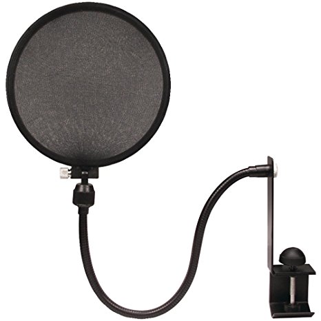 Nady MPF-6 6-Inch Clamp On Microphone Pop Filter with Flexible Gooseneck and Metal Stabilizing Arm
