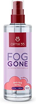 Optix 55 New Anti Fog Spray for Glasses - Safe for Anti Reflective Lenses & All Lenses | Defogger for Eye Glasses, Mirrors, Swim Goggles