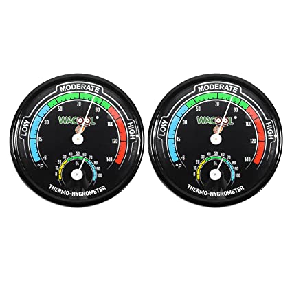 WACOOL Mini Thermometer Hygrometer Pack of 2PCS, Dial Temperature Humidity Gauge Terrarium Thermometer Celsius and Fahrenheit, Night Luminous