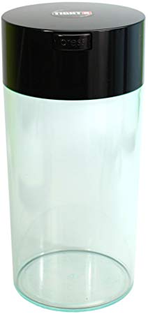 Tightpac America 1-1/2 Pound Vacuum Sealed Dry Goods Storage Container, Clear Body/Black Cap