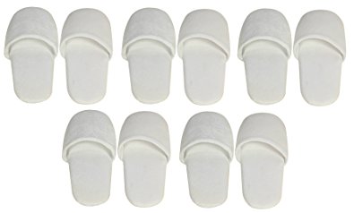 Luxehome Set of 5 Closed Toe White Velour Spa Slippers