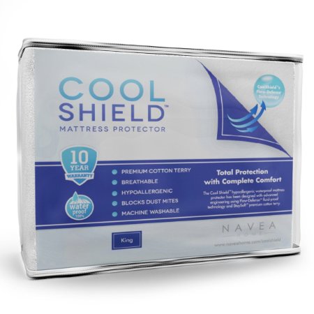 Cool Shield No Allergy Waterproof Mattress Protector - Breathable Terry Cover Protects Against Dust Mites, Allergens, Bacteria, Mold and Fluids - See Reviews - Machine Washable Mattress Protector - Best 10-yr Guarantee - Size: King (78 in x 80 in)