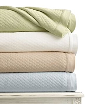 Martha Stewart Quilted Knit Cotton  Blanket, Twin, Green