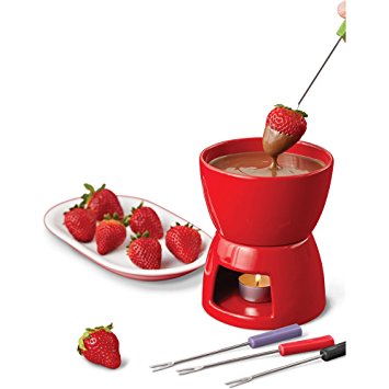 Wilton Valentine's Ceramic Fondue Set, Red