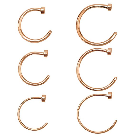 Rose Gold Fifth Cue Flat Disc Nose Hoop 316L Surgical Steel Ring - Choose Size