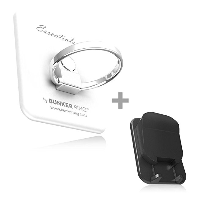 Kickstand - Original, Genuine, Authentic " BUNKER RING" Cell Phone and Tablets Anti Drop Ring for iPhone iPad iPod Samsung GALAXY NOTE and Any Universal Mobile Devices (White   Hook)