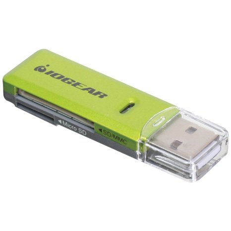 IOGEAR SD/MicroSD/MMC Card Reader/Writer GFR204SD (Green/Gray)