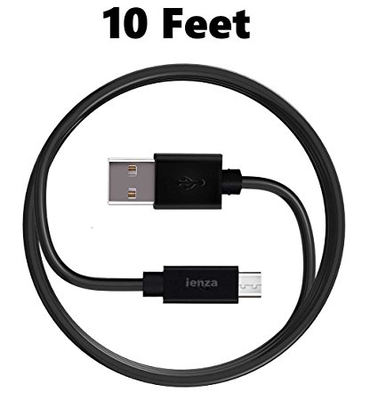 Long (10-FT) USB Power Cable Charger for Amazon Kindle, Fire Tablet with Alexa, Kindle Paperwhite , Oasis, Fire Kids Edition, HD Kids Edition, Fire TV Stick, All New Fire TV Pendant, Echo Dot and More