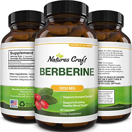 Berberine 1200mg Weight Loss Supplement - Berberine HCL Active PK Metabolism Booster for Heart Health - Antioxidant Supplement and Immune System Booster for Liver Support Sugar Balance and Mood Boost