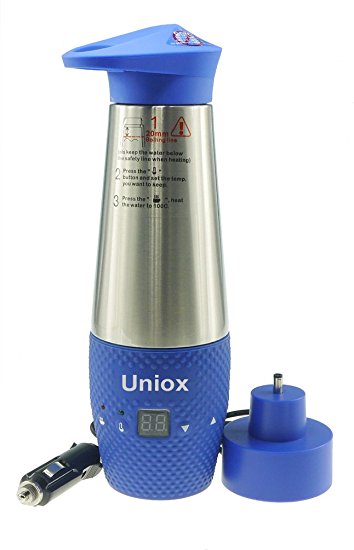 Uniox Car Cigarette Lighter DC12V Electric Kettle Boil Water Heating Cup Vacuum Insulated Automatic Working (Blue)