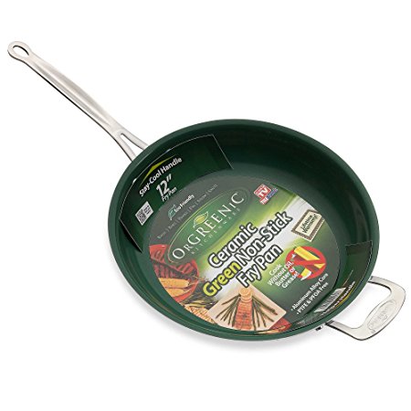 Telebrands Orgreenic 12'' Non Stick Ceramic Frying Pan With Helper Handle as Seen On TV