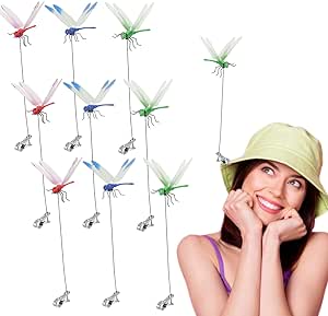 3/6/9Pcs Dragonfly Hat Clip - Dragonfly Clips, Clip on Dragonfly, Realistic Dragonfly Clip, Artificial Dragonfly Pole Clips, Fake Dragonfly Clip, 3D Dragonfly Garden Decorative Clips (9PC)