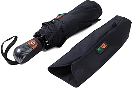 Umenice Automaitc Travel Umbrella Windproof with 210t Fabric Black