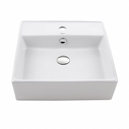 Kraus KCV-150 White Square Ceramic Bathroom Sink