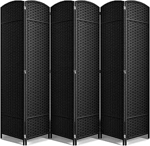 Sorbus 6 Panel Room Divider 6 ft. Tall - Privacy Screen, Extra Wide Double Hinged Panels, Mesh Hand-Woven Design, Partition Room Dividers and Folding Privacy Screens, Wall Divider for Room Separation