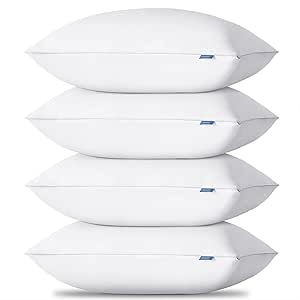 CozyLux Pillows Queen Size Set of 4, Hotel Quality Bed Pillows for Sleeping 4 Pack, Cooling Pillows for Side Back and Stomach Sleepers, Down Alternative Luxury Soft Supportive Fluffy Pillows (18x28)