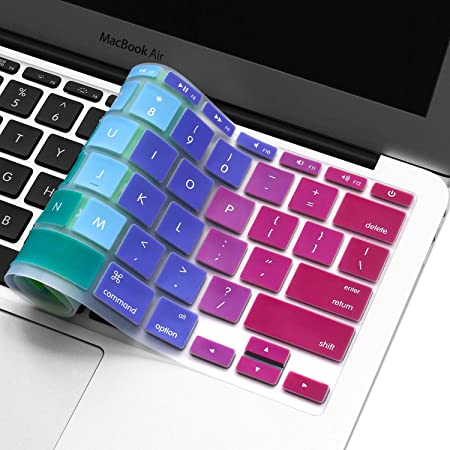 Silicone Keyboard Cover for 11.6" MacBook Air Model A1370 & A1465 11 inch Ultra Thin Protective Skin (1 PCS, Gradient- Rainbow)