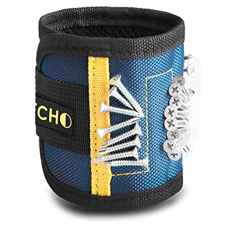 SKYTECHO Magnetic Wristband with 5 Upgraded Strong Magnets,Adjustable Strap, Magnetic Wristbands for Holding Screws , Nails, Drill Bits .
