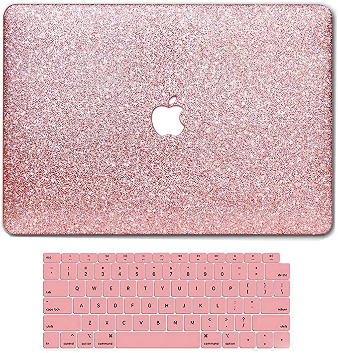 MacBook Air 13 Inch Case 2020 2019 2018 Release A2179 A1932, Anban Glitter Bling Smooth Protective Laptop Shell Slim Snap On Case with Keyboard Cover for Mac Air 13 inch with Touch ID & Retina Display