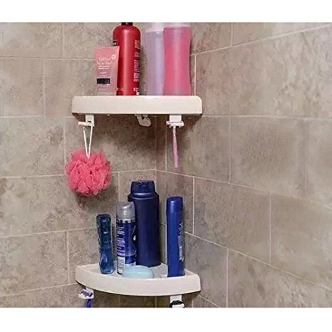 Bath and Shower Corner Press SnapUp Shelf Caddy Storage Organizer,White (2)