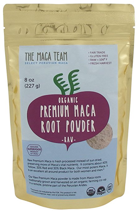 Certified Organic Premium Peruvian Maca Powder - Wildcrafted, Incredibly Potent, Fresh Harvest From Peru, Fair Trade, Gmo-free, Gluten Free, Vegan and Raw, 8 Oz - 25 Servings