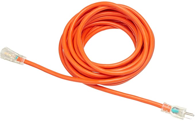 AmazonBasics 12/3 SJTW Heavy-Duty Lighted Extension Cord | Orange, 25-Foot (Renewed)