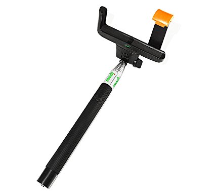 IPOW Extendable Self-portrait Wireless Bluetooth Remote Camera Shooting Shutter Monopod Selfie Handheld Stick Pole with Mount Holder specially designed for Iphone 6 5s 5c 5 4s 4 Samsung Galaxy Mobile Cell Phone,Black