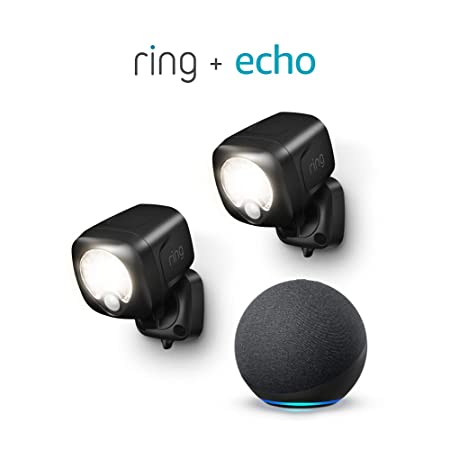 Ring Smart Lighting – Spotlight, Battery-Powered, Outdoor Motion-Sensor Security Light, Black (2-pack)   Echo (4th Gen)