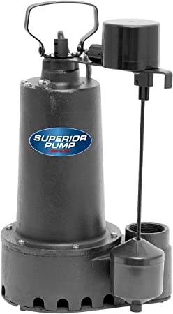 Superior Pump 92511 1/2 HP Cast Iron Submersible Sump Pump with Vertical Float Switch