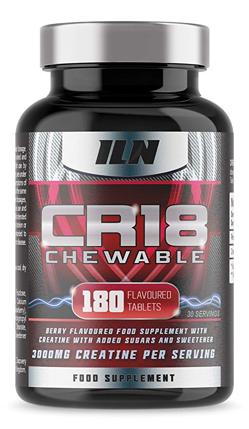 CR18 Chewable - 3000mg Creatine Monohydrate - Berry Flavoured Creatine Tablets - 30 Servings (180 Tablets)