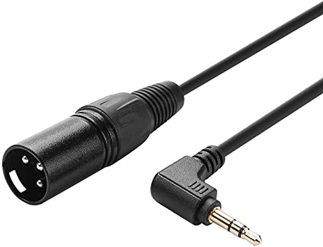 3.5mm to XLR,CableCreation 3 Feet Angle 3.5mm (1/8 Inch) TRS Stereo Male to XLR Male Cable Compatible with iPhone, iPod, Tablet,Laptop and More.Black