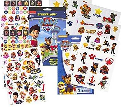 PAW Patrol Stickers & Tattoos Party Favor Pack (295 Stickers & 75 Temporary Tattoos)