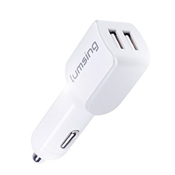 Lumsing 24W/4.8A Universal Dual-Port USB Car Charger - White