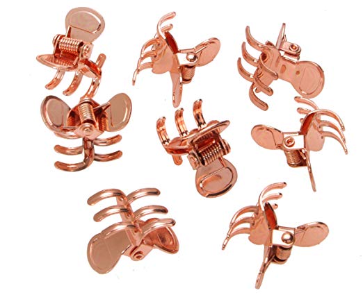 L. Erickson Clip & Go Mini Metal Jaw Hair Clips, Rose Gold, Set of 8 - Strong Hold For Easy Styling Solutions