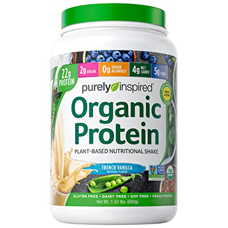 Purely Inspired Organic Protein Shake, 100% Plant Based Protein, French Vanilla Flavor, 1.5lbs
