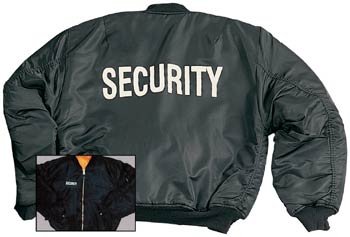 SECURITY MA-1 Flight Jacket, Black, XL