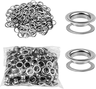 QWORK Washer Grommet Kit, 500 Pieces Grommet and 500 Pieces Washer, 3/8 Inch Grommets Eyelets for Clothes Leather Tag Canvas and DIY Craft Washer Self Backing