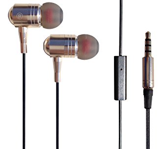 Earphones, Universal Metal Wired Bass Stereo In-ear Headphone Earphone Headset Earbuds with Mic Microphone with 3.5mm Jack - Gold & Black