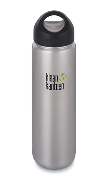 Klean Kanteen Wide Mouth Single Wall Stainless Steel Water Bottle with Leak Proof Stainless Steel Interior Cap