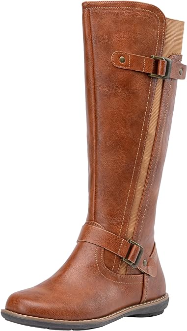 Jeossy Women's 9656 Knee-High Boots Fashion Riding Boots with Buckle