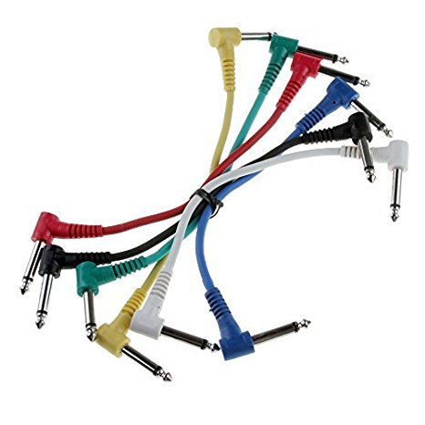 Foto4easy Set of 6 Pcs Guitar Patch Cable Effects Pedal 1/4" Right Angle AMP Cords 8.26 Inch / 21cm Length
