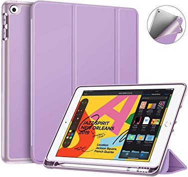 Fintie SlimShell Case for iPad 7th Generation 10.2 Inch 2019 with Built-in Pencil Holder - Lightweight Smart Stand Soft TPU Back Cover, Auto Wake/Sleep for iPad 10.2" Tablet, Violet