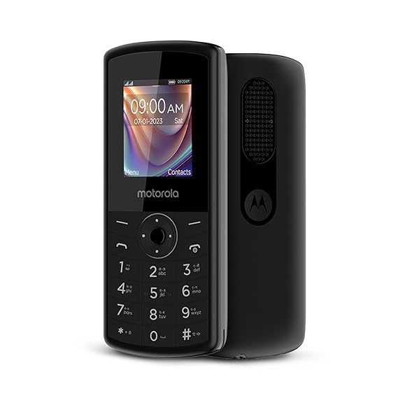 Motorola All-New A10 Dual Sim keypad Mobile with 800 mAh Battery & Dedicated Receiver, Expandable Storage Upto 32GB, Wireless FM with auto Call Recording | Black